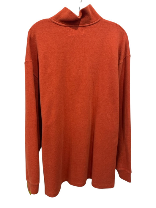 Polo Size XLT Orange Cotton Solid Quarter Zip Men's Long Sleeve Shirt Orange / XLT