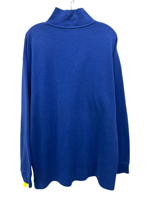Polo Size XLT Blue Cotton Solid Quarter Zip Men's Long Sleeve Shirt Blue / XLT