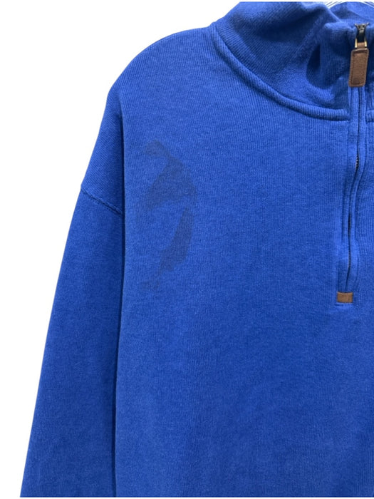 Polo Size XLT Blue Cotton Solid Quarter Zip Men's Long Sleeve Shirt Blue / XLT