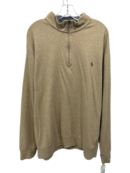 Polo Size XLT Tan Cotton Blend Heathered Quarter Zip Men's Long Sleeve Shirt Tan / XLT