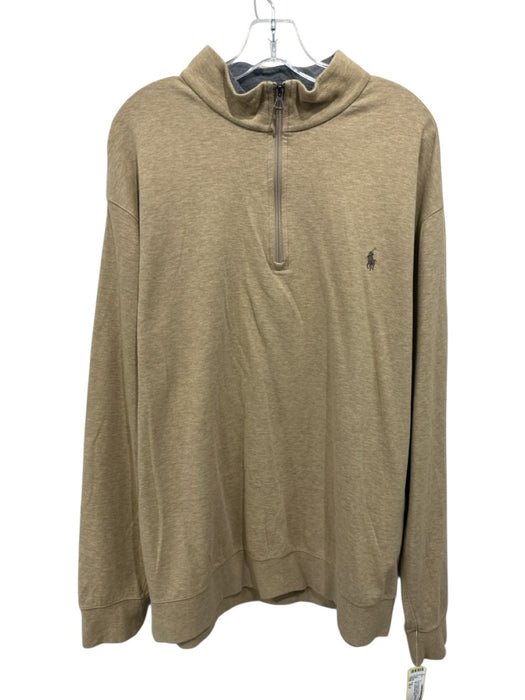 Polo Size XLT Tan Cotton Blend Heathered Quarter Zip Men's Long Sleeve Shirt Tan / XLT