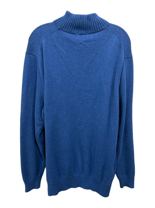 Polo Size XLT Blue Cotton Blend Solid Quarter Zip Knit Men's Sweater Blue / XLT