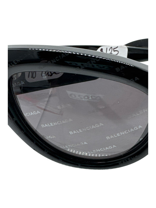 Balenciaga Black Print Acetate Logo Cat Eye Wide Arms Sunglasses Black Print