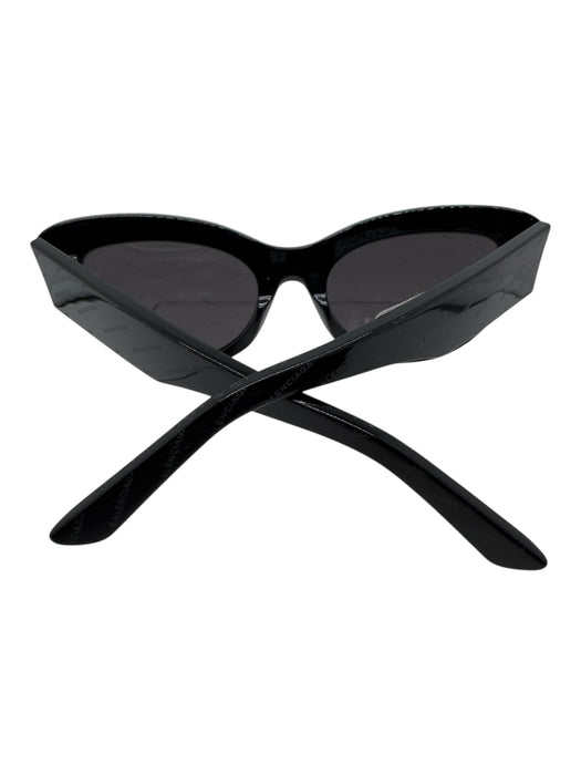 Balenciaga Black Print Acetate Logo Cat Eye Wide Arms Sunglasses Black Print