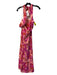 Hello Molly Size L Pink & Red Rayon Halter Floral Maxi Tiered Dress Pink & Red / L