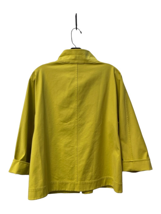 Lafayette 148 Size Est L Chartreuse Cotton Blend Funnel Neck Zip Front Jacket Chartreuse / Est L