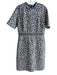 J. McLaughlin Size 10 White & Navy Polyester Blend Rounded Back Zip Dress White & Navy / 10