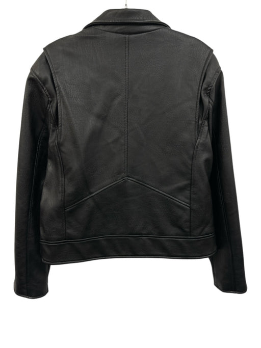 Blank NYC Size M Black & Silver Faux Leather Exposed Zip Silver Snaps Jacket Black & Silver / M