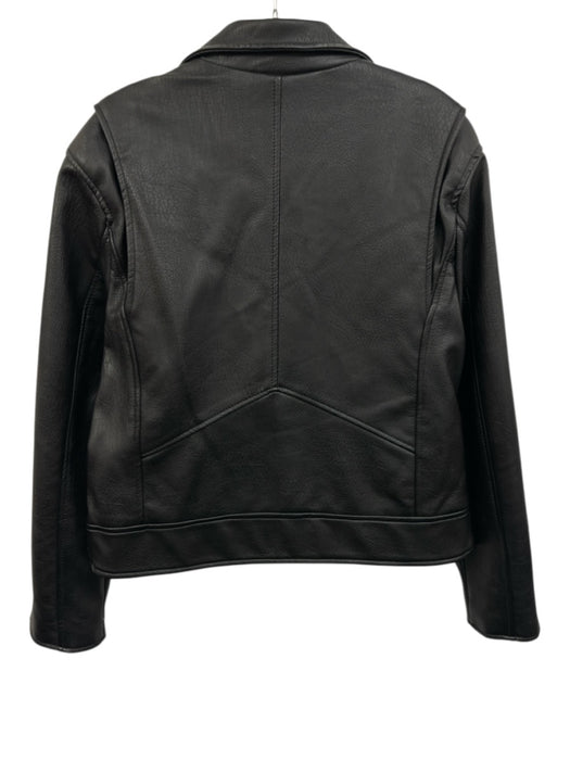 Blank NYC Size M Black & Silver Faux Leather Exposed Zip Silver Snaps Jacket Black & Silver / M