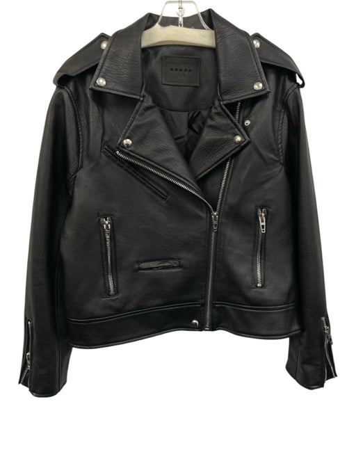 Blank NYC Size M Black & Silver Faux Leather Exposed Zip Silver Snaps Jacket Black & Silver / M