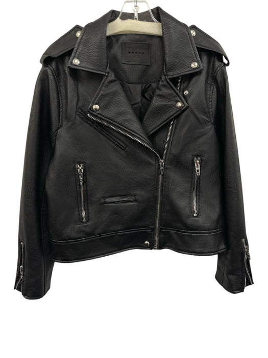 Blank NYC Size M Black & Silver Faux Leather Exposed Zip Silver Snaps Jacket Black & Silver / M