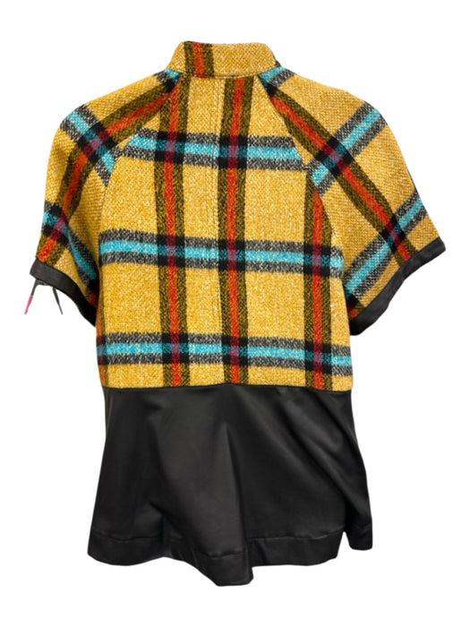 Isle Size M Mustard Yellow & Multi Acrylic Blend Plaid 1/2 Sleeve Pockets Jacket Mustard Yellow & Multi / M