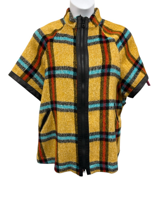 Isle Size M Mustard Yellow & Multi Acrylic Blend Plaid 1/2 Sleeve Pockets Jacket Mustard Yellow & Multi / M