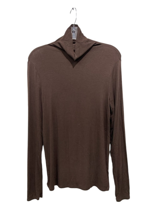 Adriano Goldschmied Size XL Brown Lyocell Turtleneck Ribbed Long Sleeve Top Brown / XL