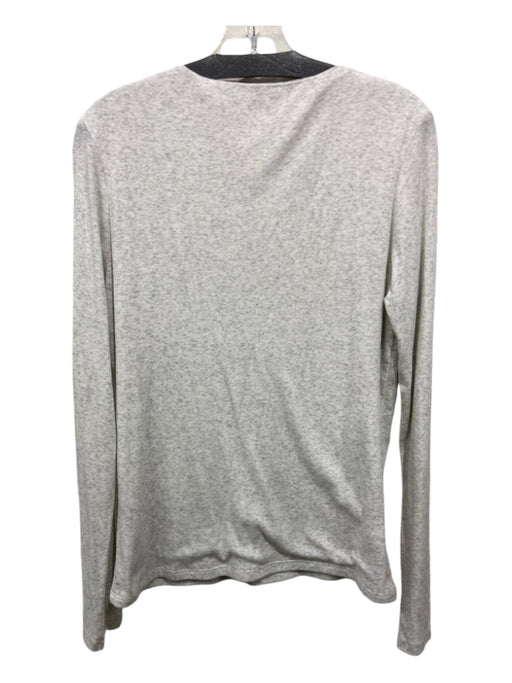 Vince Size XL Light Gray Pima Cotton V Neck Heathered Long Sleeve Top Light Gray / XL