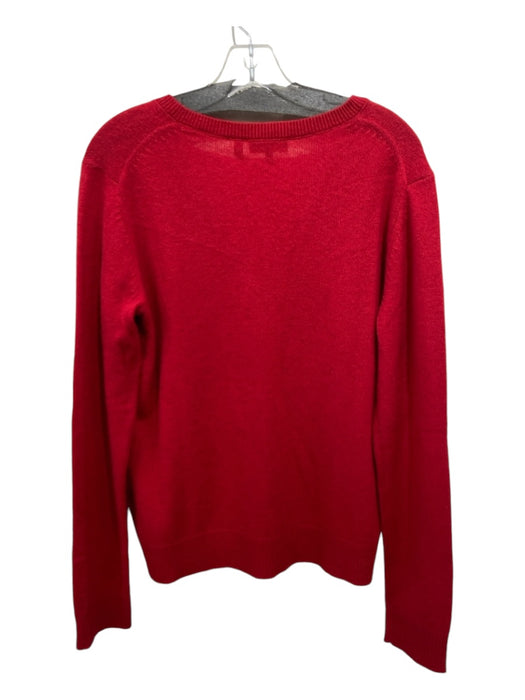 Theory Size XL Red Cashmere V Neck Long Sleeve Sweater Red / XL