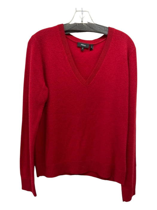 Theory Size XL Red Cashmere V Neck Long Sleeve Sweater Red / XL