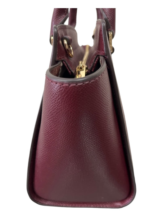 Michael Kors Burgundy Red Saffiano Leather Rolled Handle Structured Zip Top Bag Burgundy Red / M