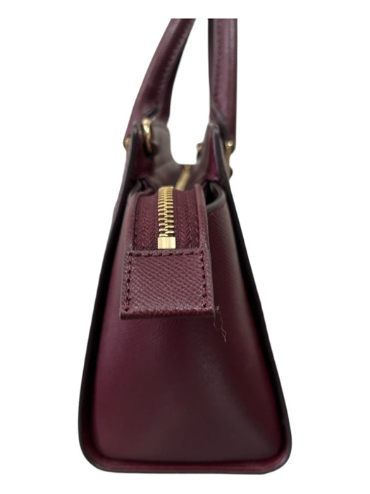 Michael Kors Burgundy Red Saffiano Leather Rolled Handle Structured Zip Top Bag Burgundy Red / M