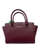 Michael Kors Burgundy Red Saffiano Leather Rolled Handle Structured Zip Top Bag Burgundy Red / M