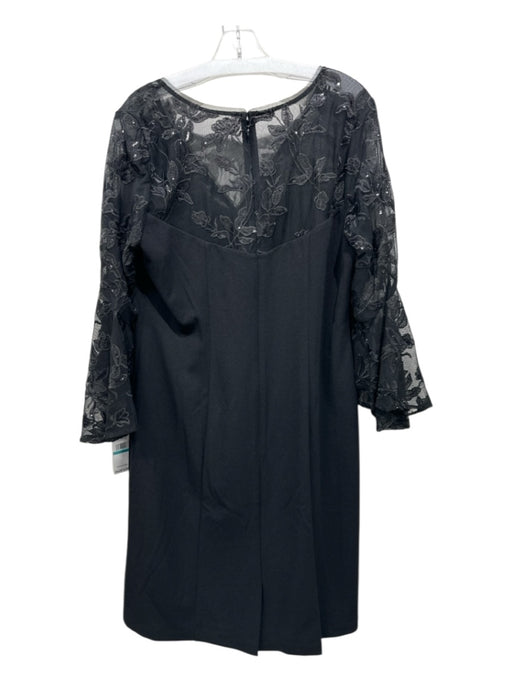 Alex Evenings Size 16 Black Polyester Sequined Back Zip V Neck Dress Black / 16