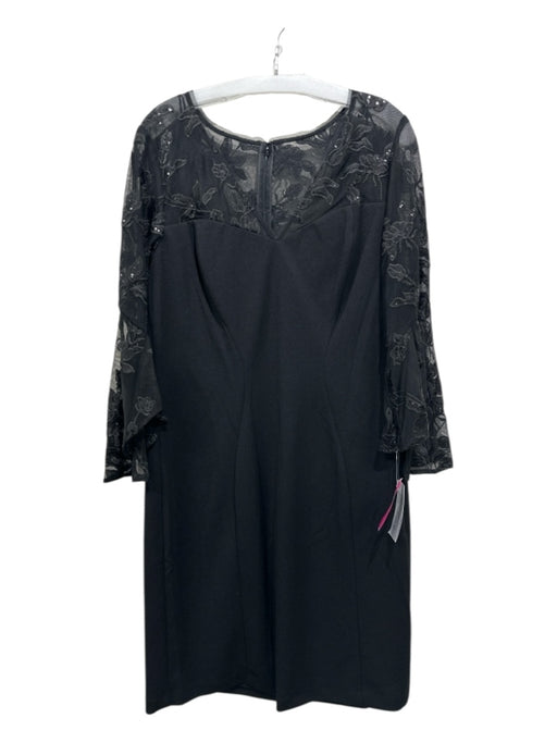 Alex Evenings Size 16 Black Polyester Sequined Back Zip V Neck Dress Black / 16