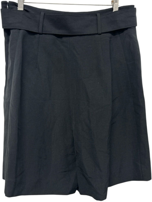Akris Punto Size 12 Black Viscose & Linen Belted Front Pockets Pleated Shorts Black / 12