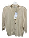 Peserico Size L / 50 Pastel Yellow Linen & Cotton Rib Knit 3/4 Sleeve Cardigan Pastel Yellow / L / 50