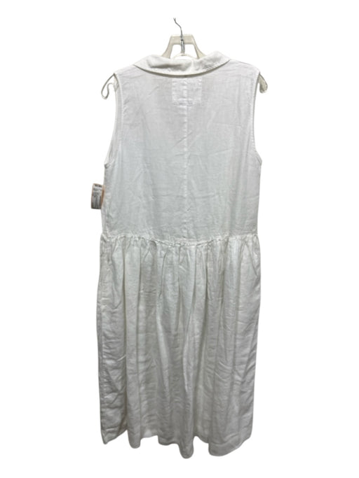 Frank & Eileen Size Large White Linen Sleeveless V Neck Sleeveless Maxi Dress White / Large