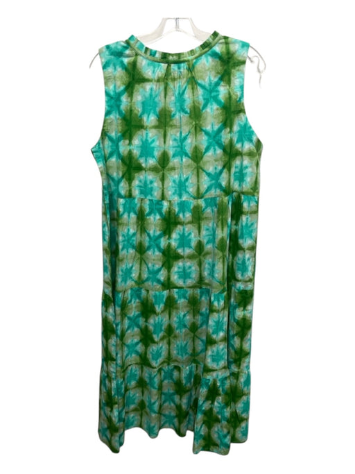 Tuckernuck Size XL Green, Aqua & Sage Cotton Sleeveless Tie Dye V Neck Dress Green, Aqua & Sage / XL