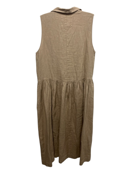 Frank & Eileen Size Large Dark Beige Linen Sleeveless V Neck Sleeveless Dress Dark Beige / Large