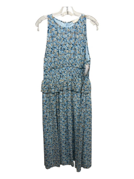 Ulla Johnson Size 14 Light Blue, Yellow & Multi Silk Sleeveless Floral Dress Light Blue, Yellow & Multi / 14