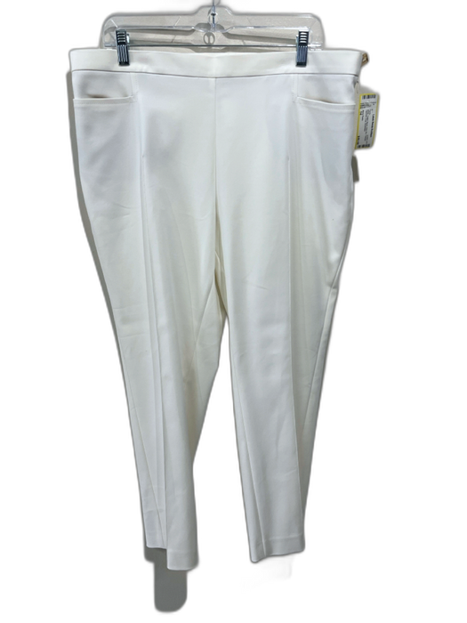 Akris Punto Size 14 White Cotton Blend Side Zip Trouser Tapered Crop Pants White / 14