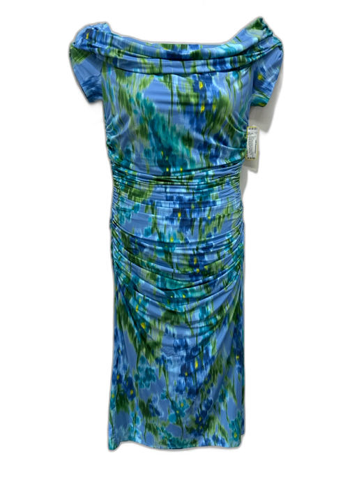 Carolina Herrera Size L Blue & Green Polyamide Blend Abstract Floral Dress Blue & Green / L