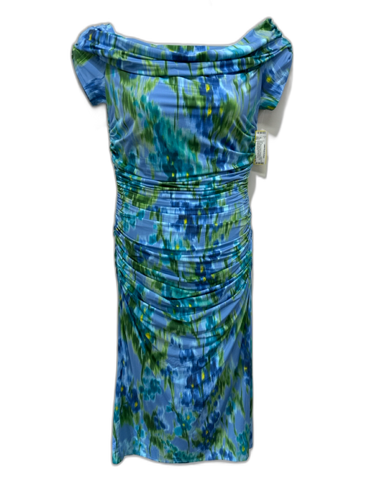 Carolina Herrera Size L Blue & Green Polyamide Blend Abstract Floral Dress Blue & Green / L