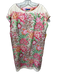 J. McLaughlin Size XL Beige, Pink & Green Viscose & Silk Cap Sleeve Floral Dress Beige, Pink & Green / XL