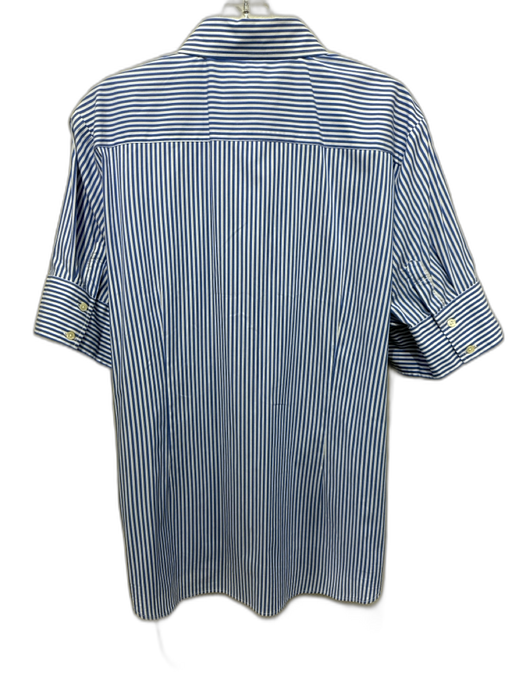 The Shirt Rochelle Behrens Size 2XL Blue & White Cotton Blend Striped Shirt Top Blue & White / 2XL