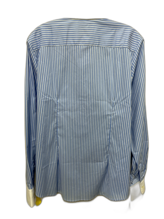 The Shirt Rochelle Behrens Size XL Blue & White Cotton Blend Striped Shirt Top Blue & White / XL