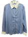 The Shirt Rochelle Behrens Size XL Blue & White Cotton Blend Striped Shirt Top Blue & White / XL