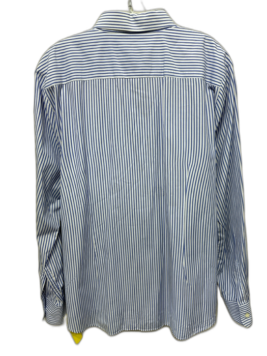 The Shirt Rochelle Behrens Size XL Blue & White Cotton Blend Striped Shirt Top Blue & White / XL