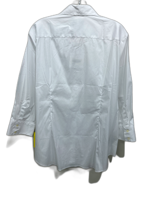 The Shirt Rochelle Behrens Size 2XL White Cotton Blend 3/4 Sleeve Collared Top White / 2XL