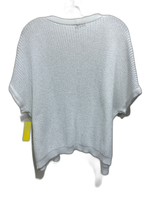 Peserico Size 44 White Cotton Knit Sequin Short Sleeve Snap Button Front Sweater White / 44