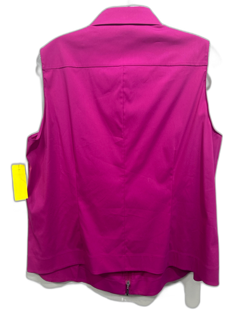 Akris Size 16 Magenta Cotton Blend Sleeveless Zip Front Collared Vest Top Magenta / 16