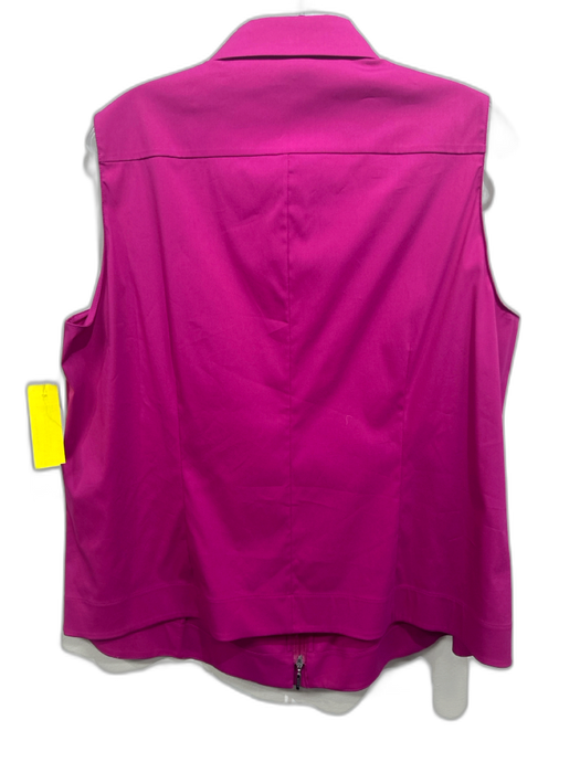 Akris Size 16 Magenta Cotton Blend Sleeveless Zip Front Collared Vest Top Magenta / 16