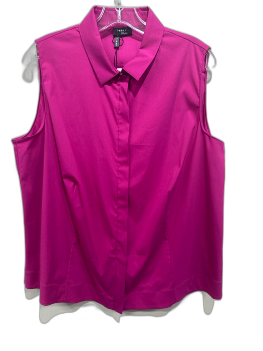 Akris Size 16 Magenta Cotton Blend Sleeveless Zip Front Collared Vest Top Magenta / 16