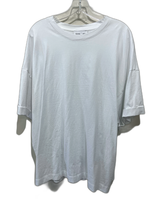 Reiss x NYBG Size L White & Green Cotton Short Sleeve Floral Embroidered Top White & Green / L