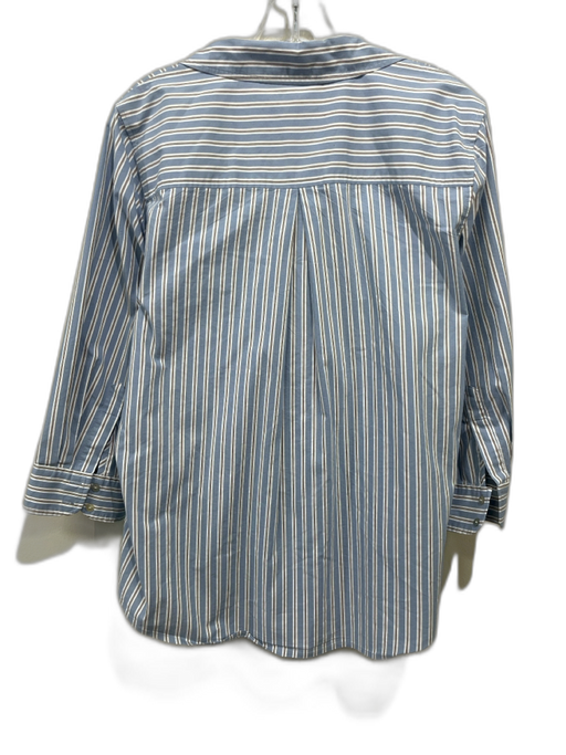 L'agence Size L Blue, Gray, White Cotton Long Sleeve Stripe Blouse Top Blue, Gray, White / L