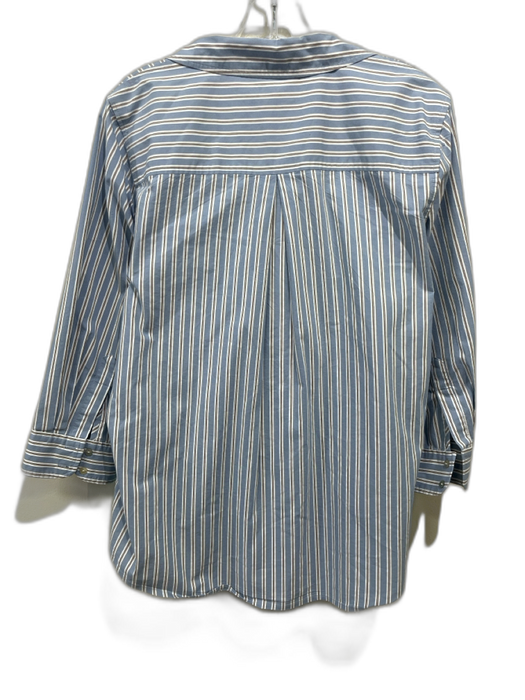 L'agence Size L Blue, Gray, White Cotton Long Sleeve Stripe Blouse Top Blue, Gray, White / L