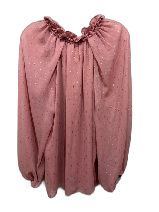 Kobi Halperin Size L Pink & Gold Polyester & Metallic Long puff sleeve Dot Top Pink & Gold / L