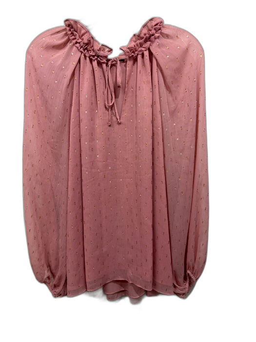 Kobi Halperin Size L Pink & Gold Polyester & Metallic Long puff sleeve Dot Top Pink & Gold / L